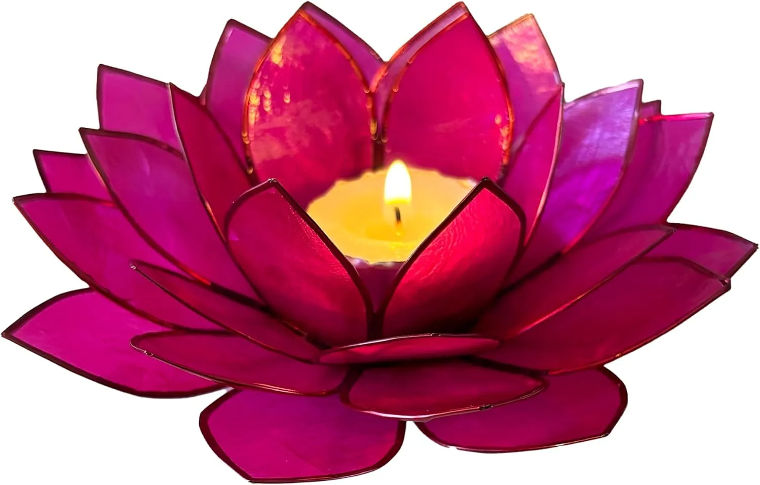 Moonshadow Handmade Capiz Shell Lotus Tea Light Holder, Elegant Blooming Flower Design with Natural Translucent Finish, Ideal for Home Decor, Meditation, Weddings & Serene Centerpieces, Pink