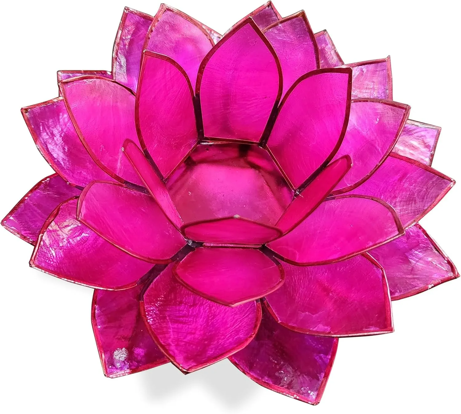 Moonshadow Handmade Capiz Shell Lotus Tea Light Holder, Elegant Blooming Flower Design with Natural Translucent Finish, Ideal for Home Decor, Meditation, Weddings & Serene Centerpieces, Pink