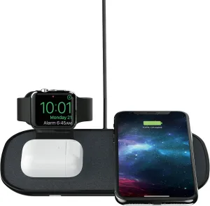 mophie 3-in-1 Wireless Charging Pad - 7.5W Qi-Certified for Fast Charging, Compatible with iPhone 11, 12, 11/12 Pro/Pro Max, XS Max, XS, XR, X, iPhone 8| 8 Plus, AirPods & Apple Watch (Black)
