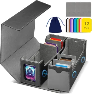 MTG Card Box w/2 Window,2-in-1 Commander Deck Box,800 800 Detachable Trading Baseball Card Organizer 4 Adjustable Dividers,TCG Deck Box 1600 Sports/Game/Collecting Cards Case Holder w/12 Divider