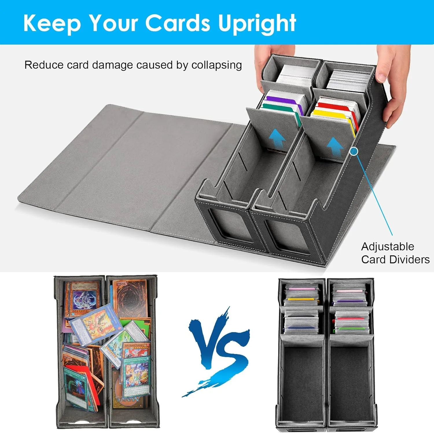 MTG Card Box w/2 Window,2-in-1 Commander Deck Box,800 800 Detachable Trading Baseball Card Organizer 4 Adjustable Dividers,TCG Deck Box 1600 Sports/Game/Collecting Cards Case Holder w/12 Divider