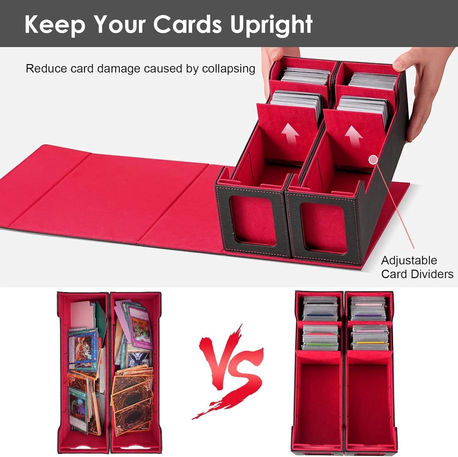 MTG Card Box w/2 Window,2-in-1 Commander Deck Box,800 800 Detachable Trading Baseball Card Organizer 4 Adjustable Dividers,TCG Deck Box 1600 Sports/Game/Collecting Cards Case Holder w/12 Divider
