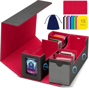 MTG Card Box w/2 Window,2-in-1 Commander Deck Box,800 800 Detachable Trading Baseball Card Organizer 4 Adjustable Dividers,TCG Deck Box 1600 Sports/Game/Collecting Cards Case Holder w/12 Divider