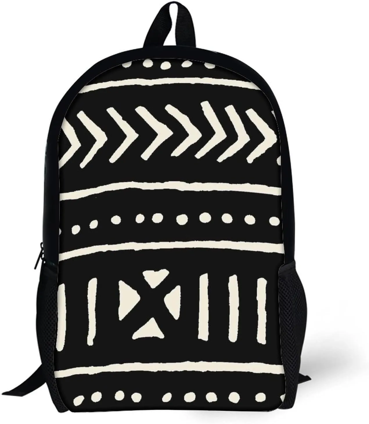 Mud Cloth Black And White Backpack Lightweight Waterproof Laptop Backpack for Unisex