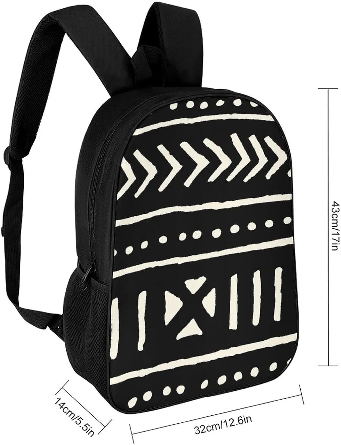 Mud Cloth Black And White Backpack Lightweight Waterproof Laptop Backpack for Unisex