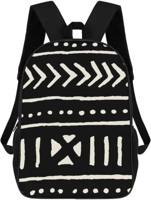 Mud Cloth Black And White Backpack Lightweight Waterproof Laptop Backpack for Unisex