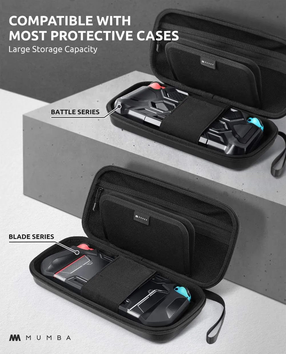 Mumba Carrying Case for Nintendo Switch OLED & Nintendo Switch, [Plus Version] Portable Protective Travel Carry handbag Pouch for Blade/Battle Case [Large Capacity] (Black)
