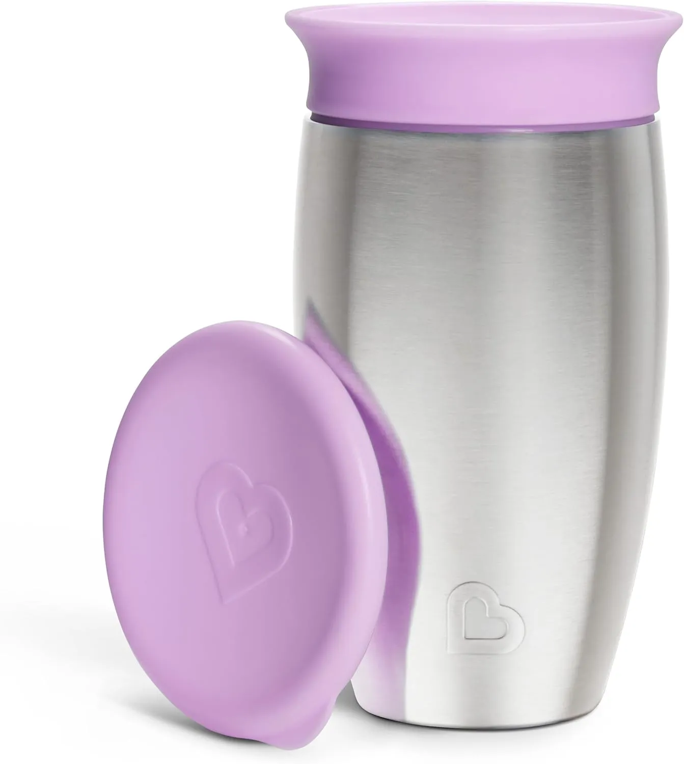 Munchkin Stainless Steel Sippy Cups for Toddlers 1-3, Spill Proof Miracle 360 Cup, Insulated, 10 Ounce, Purple