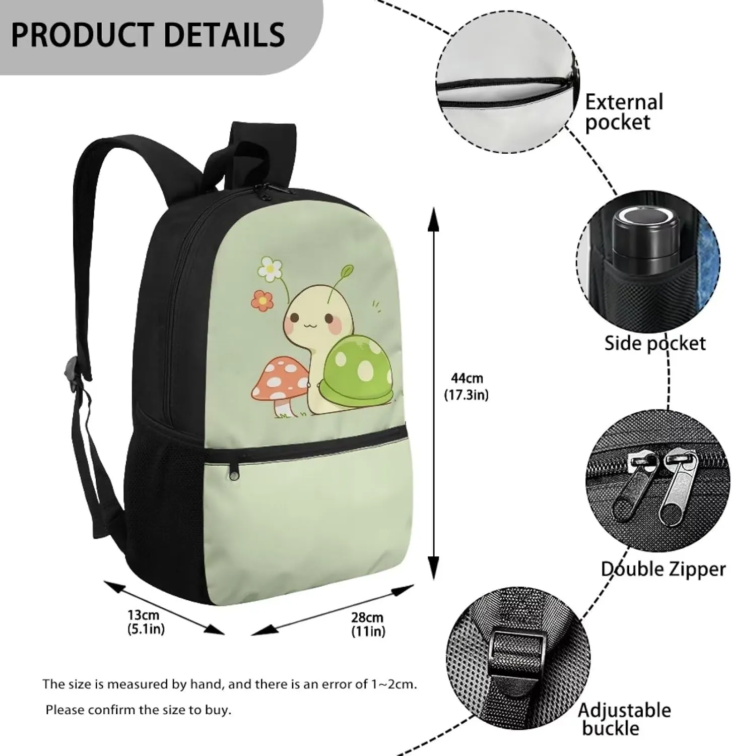 Mushroom Snail Baby Girls School Bags for 5Th 6Th Grade Kids Backpack for Preschool Child Bookbag for 5-7 8-13 Children Book Bags for Boys Rucksack Dating Outdoor