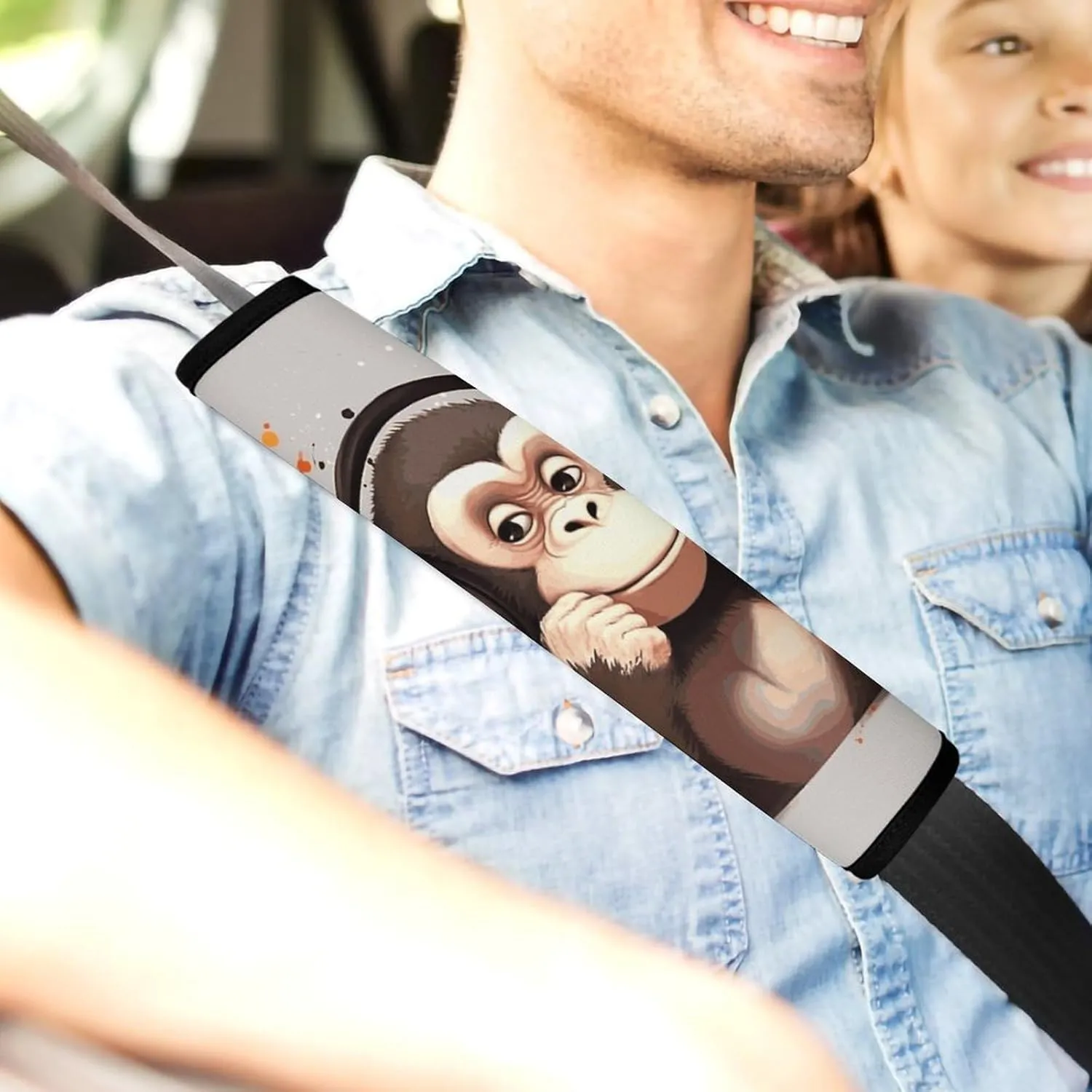 Music Monkey Auto Seat Belt Cover 2PCS Universal Car Seat Belt Shoulder Protector Pad, Protect Your Shoulders and Neck for Car Seat Belt, Shoulder Bag, Backpack
