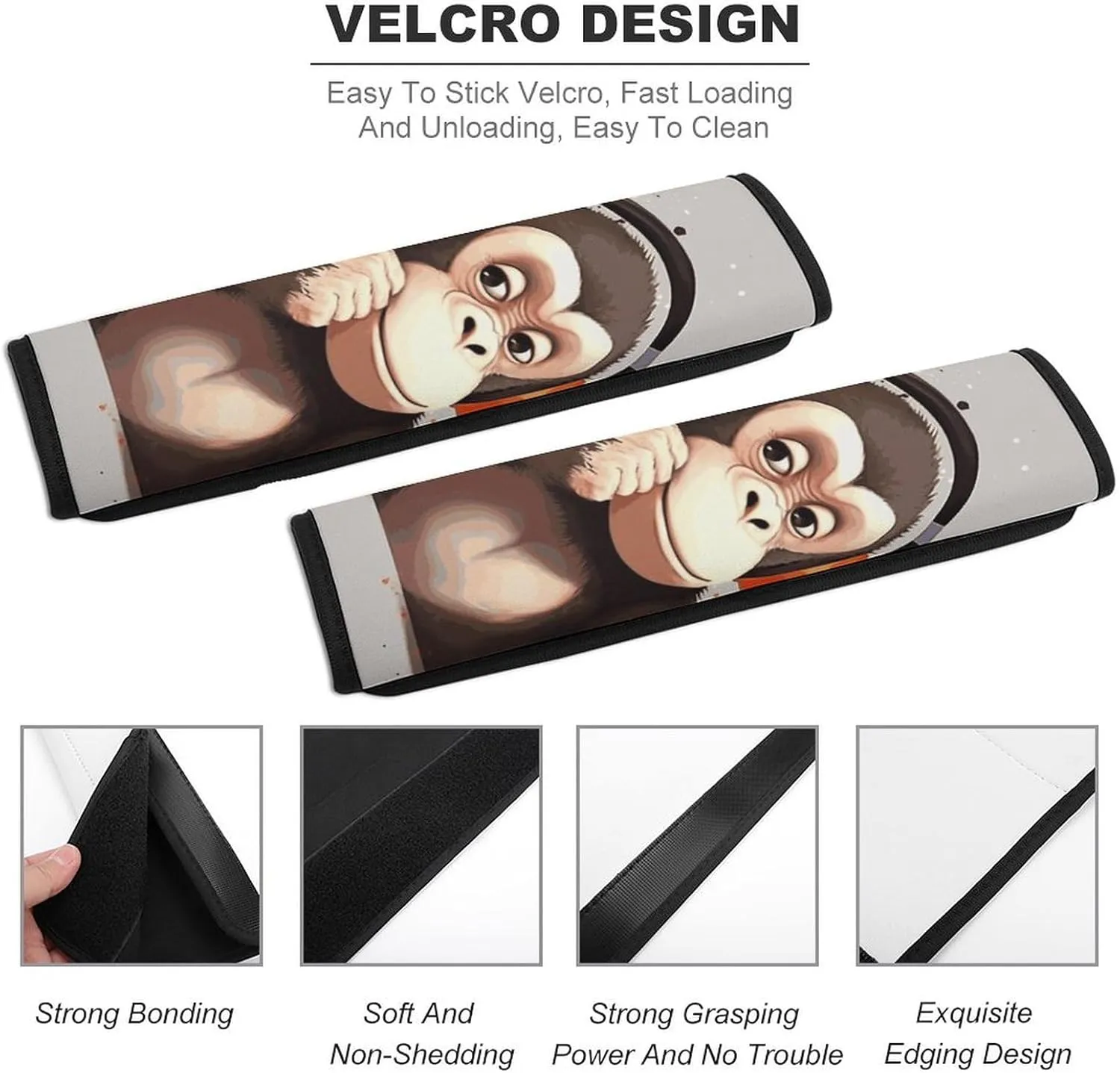 Music Monkey Auto Seat Belt Cover 2PCS Universal Car Seat Belt Shoulder Protector Pad, Protect Your Shoulders and Neck for Car Seat Belt, Shoulder Bag, Backpack