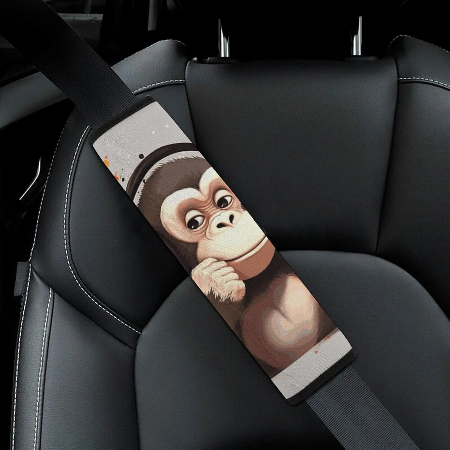 Music Monkey Auto Seat Belt Cover 2PCS Universal Car Seat Belt Shoulder Protector Pad, Protect Your Shoulders and Neck for Car Seat Belt, Shoulder Bag, Backpack