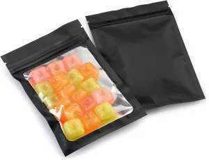 Mylar Bags with Ziplock 4 x 6" | 100 Bags | Black | Sealable Heat Seal Bags for Candy and Food Packaging, Medications and Vitamins | For Liquid and Solids (Black, 4" x 6")