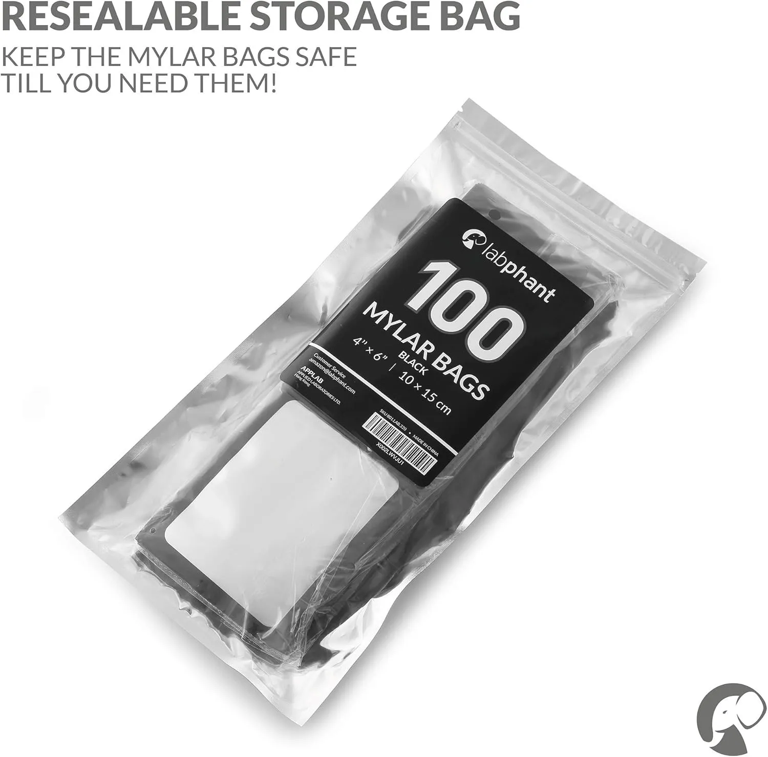 Mylar Bags with Ziplock 4 x 6" | 100 Bags | Black | Sealable Heat Seal Bags for Candy and Food Packaging, Medications and Vitamins | For Liquid and Solids (Black, 4" x 6")