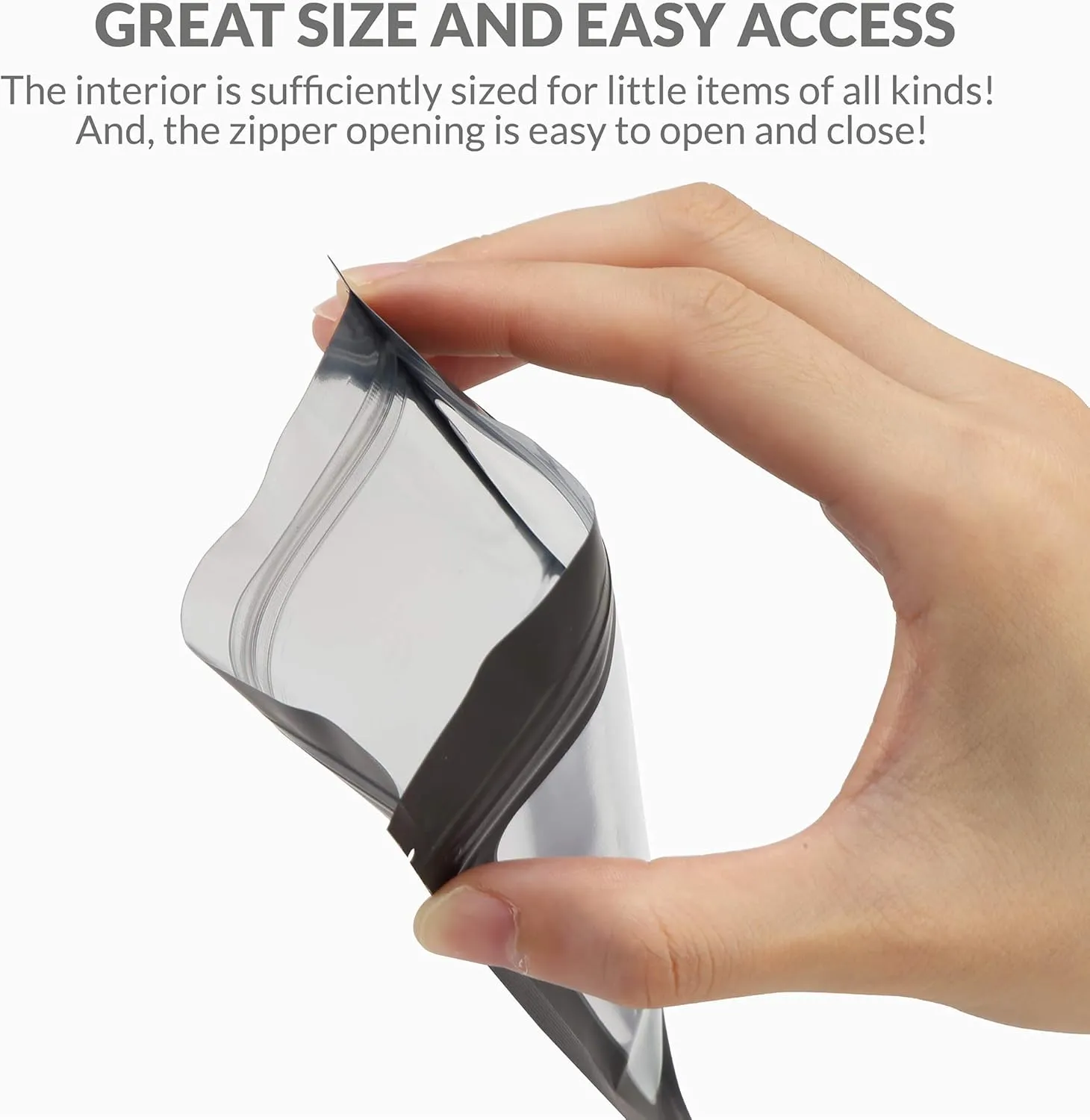 Mylar Bags with Ziplock 4 x 6" | 100 Bags | Black | Sealable Heat Seal Bags for Candy and Food Packaging, Medications and Vitamins | For Liquid and Solids (Black, 4" x 6")