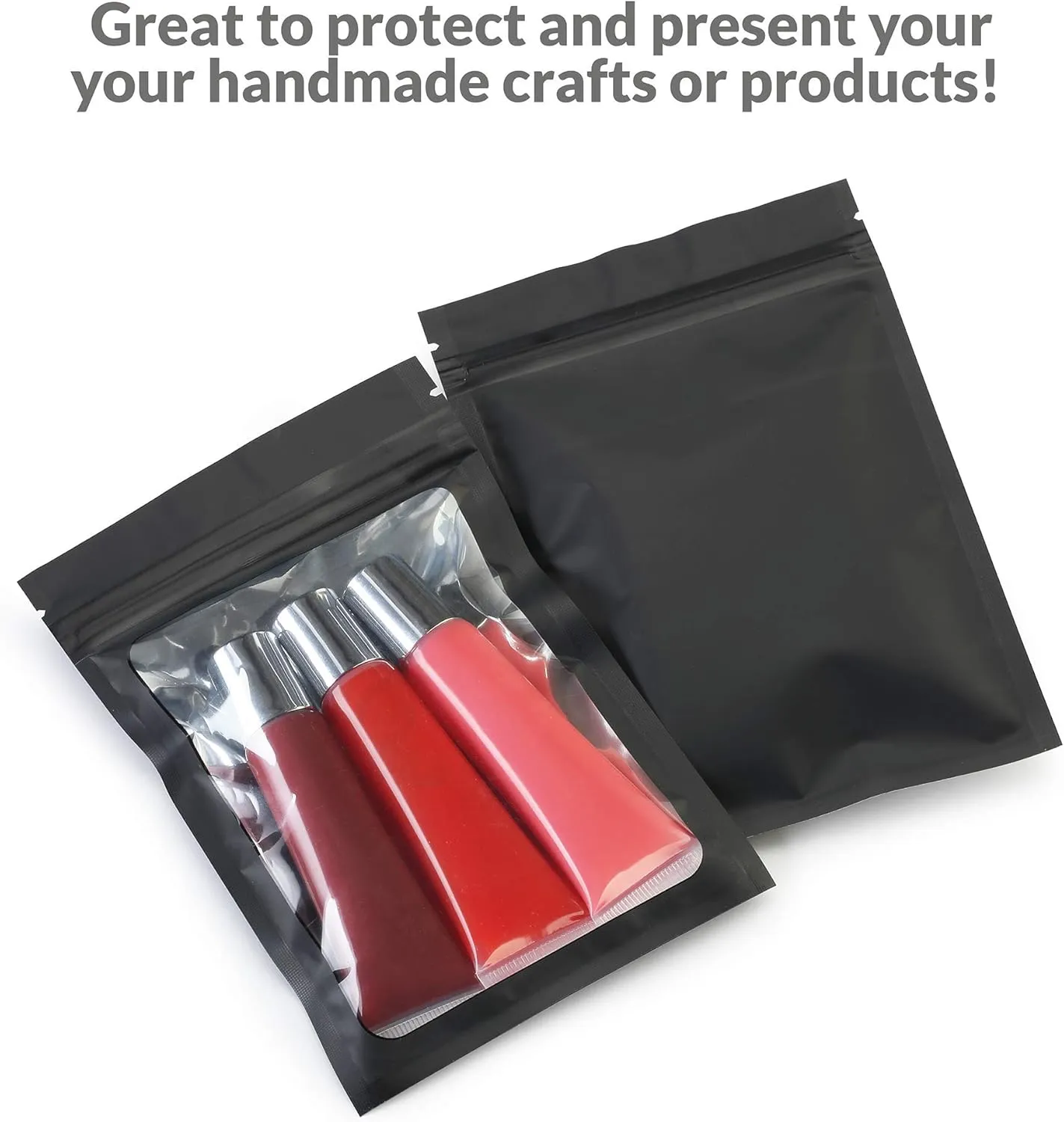 Mylar Bags with Ziplock 4 x 6" | 100 Bags | Black | Sealable Heat Seal Bags for Candy and Food Packaging, Medications and Vitamins | For Liquid and Solids (Black, 4" x 6")
