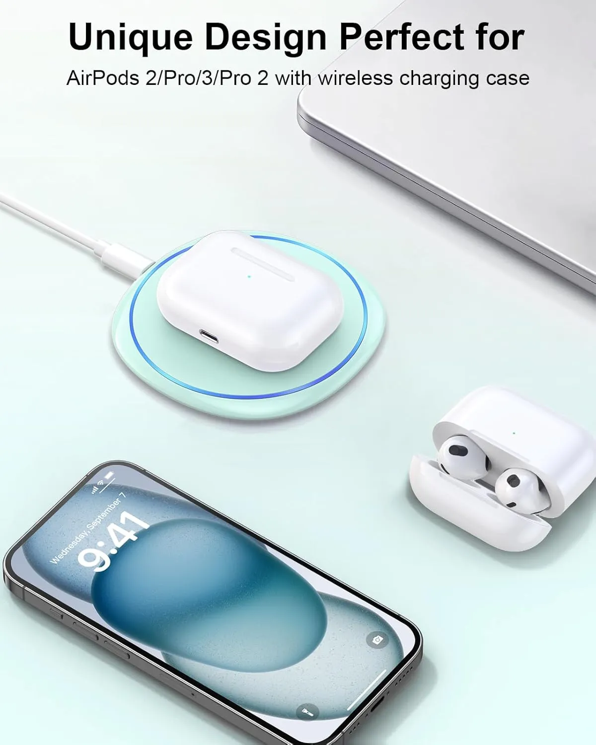 NANAMI Fast Wireless Charger, 7.5W Qi Certified Charging Pad with PD30W Adapter USB Charger for iPhone 16/15/14/13/12/11 Pro Max/8 Plus/Airpods,10W for Samsung S25 S24 Ultra S23 S22 S21/Note 20, Green