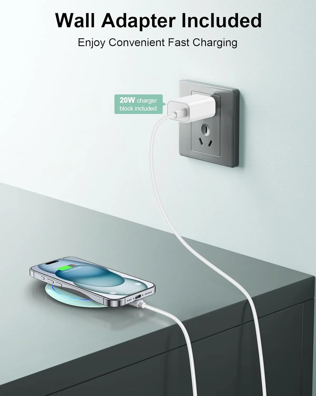 NANAMI Fast Wireless Charger, 7.5W Qi Certified Charging Pad with PD30W Adapter USB Charger for iPhone 16/15/14/13/12/11 Pro Max/8 Plus/Airpods,10W for Samsung S25 S24 Ultra S23 S22 S21/Note 20, Green