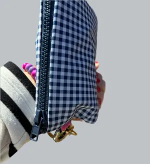 Navy Gingham Pouch