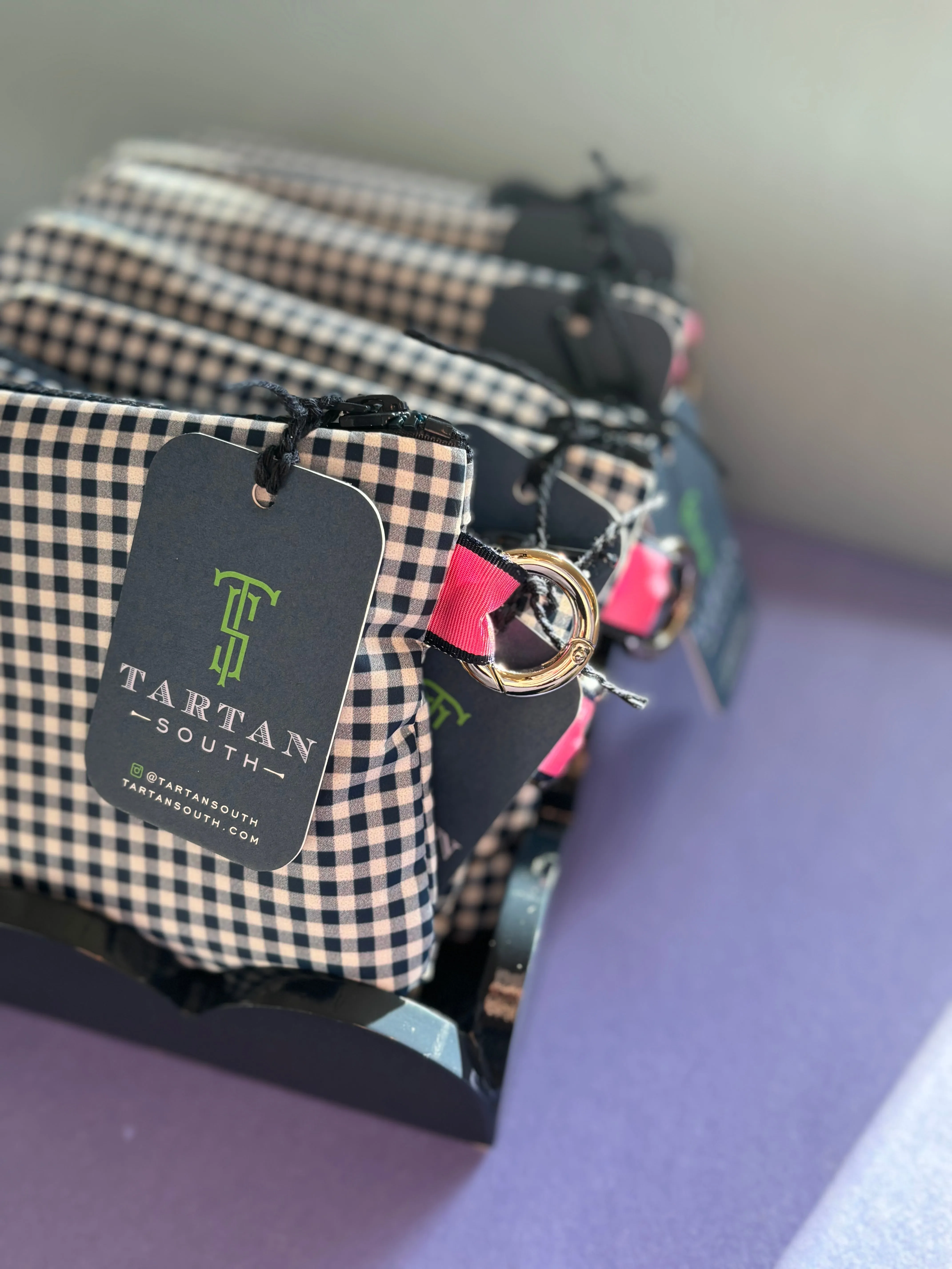 Navy Gingham Pouch