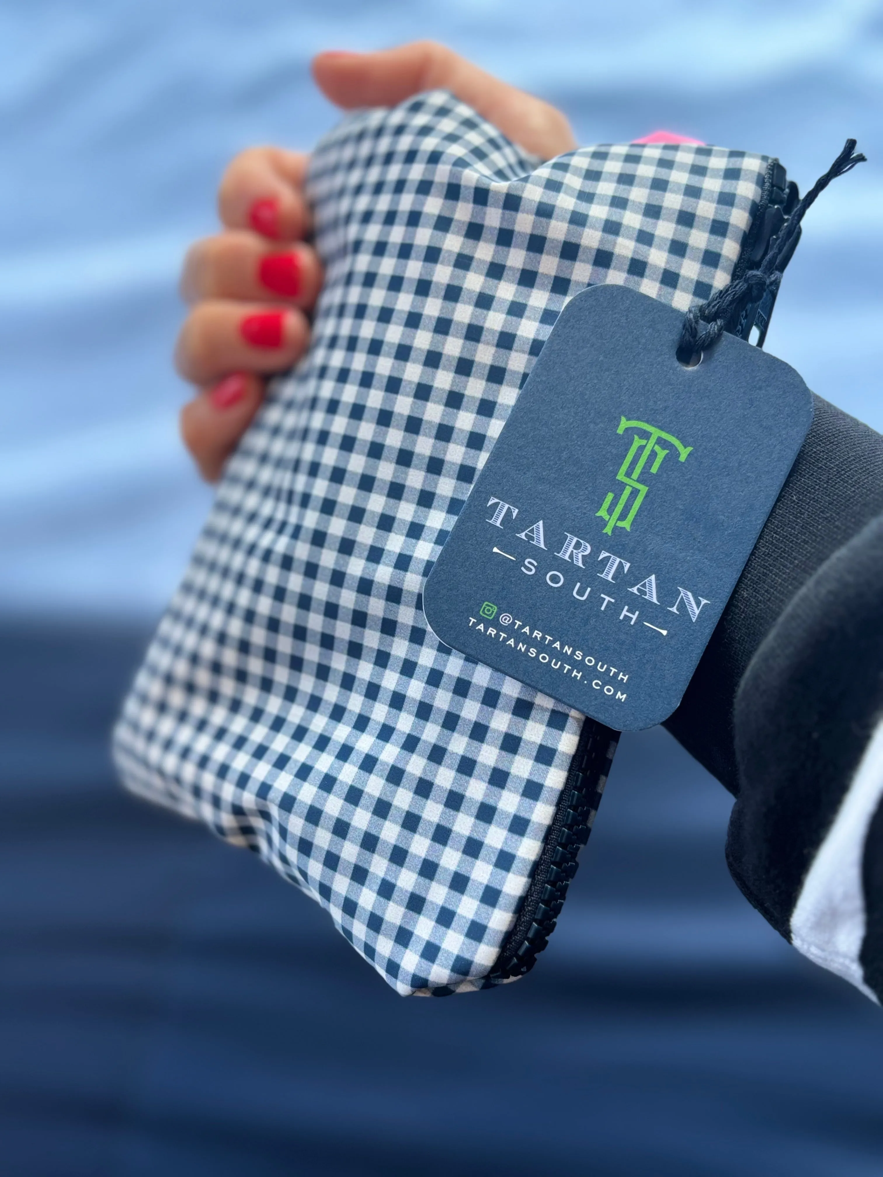 Navy Gingham Pouch