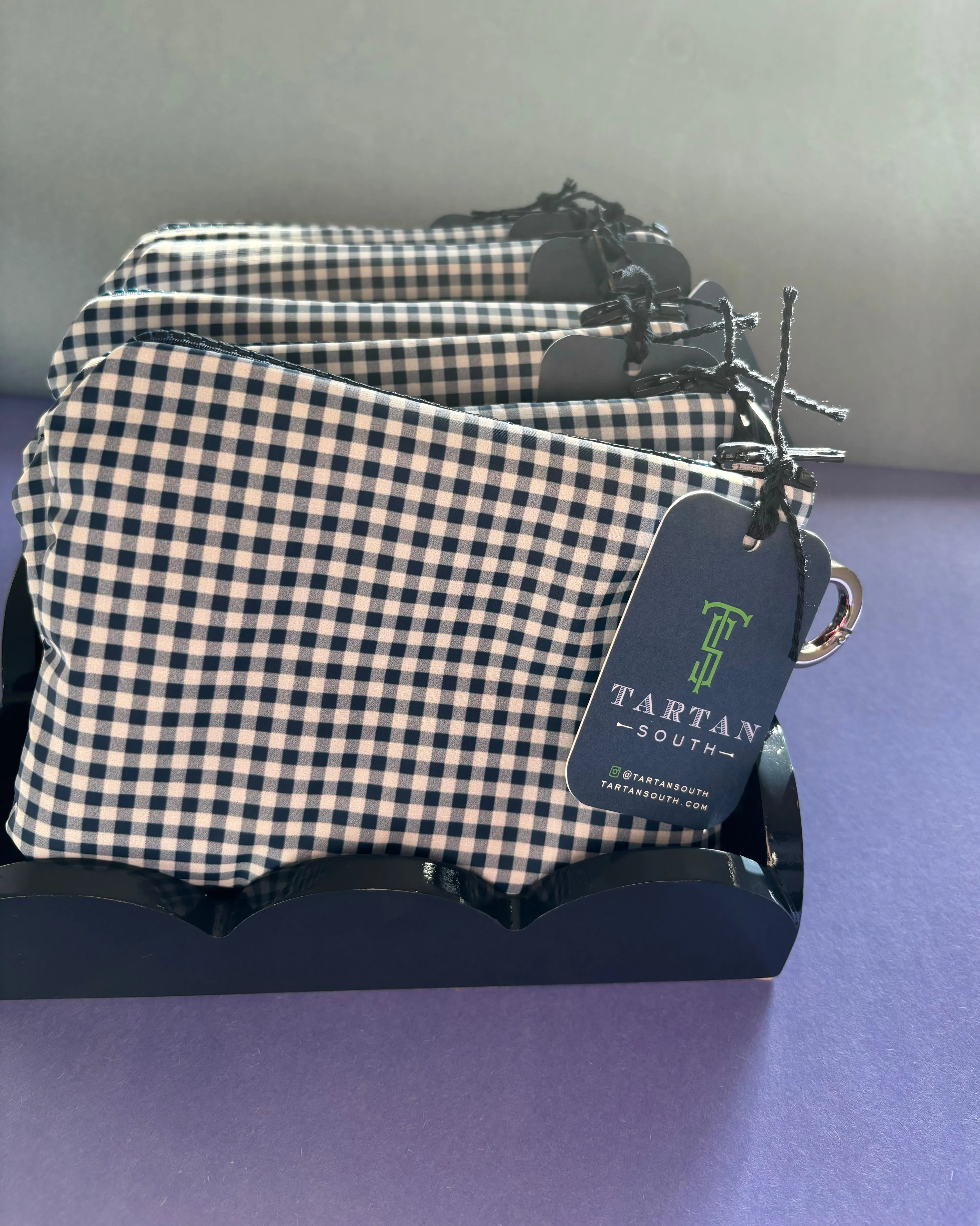 Navy Gingham Pouch