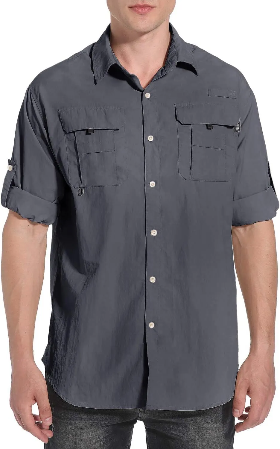 NOMINATE Mens Long Sleeve Fishing Shirts UPF 50  UV Protection Sun Shirts Quick Drying Hiking Lightweight