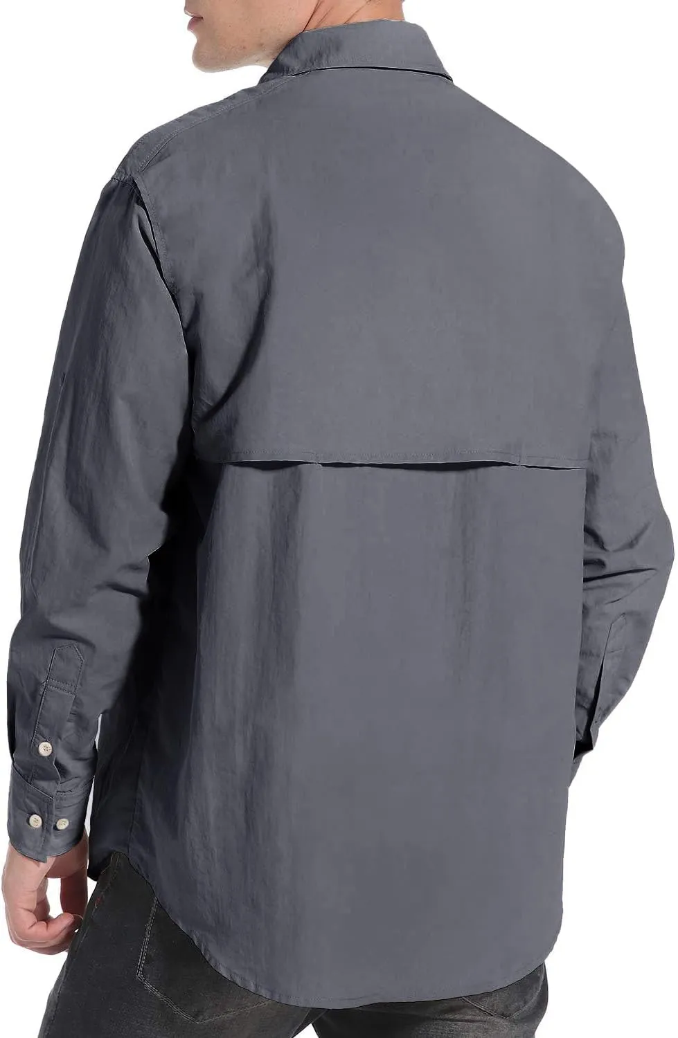 NOMINATE Mens Long Sleeve Fishing Shirts UPF 50  UV Protection Sun Shirts Quick Drying Hiking Lightweight