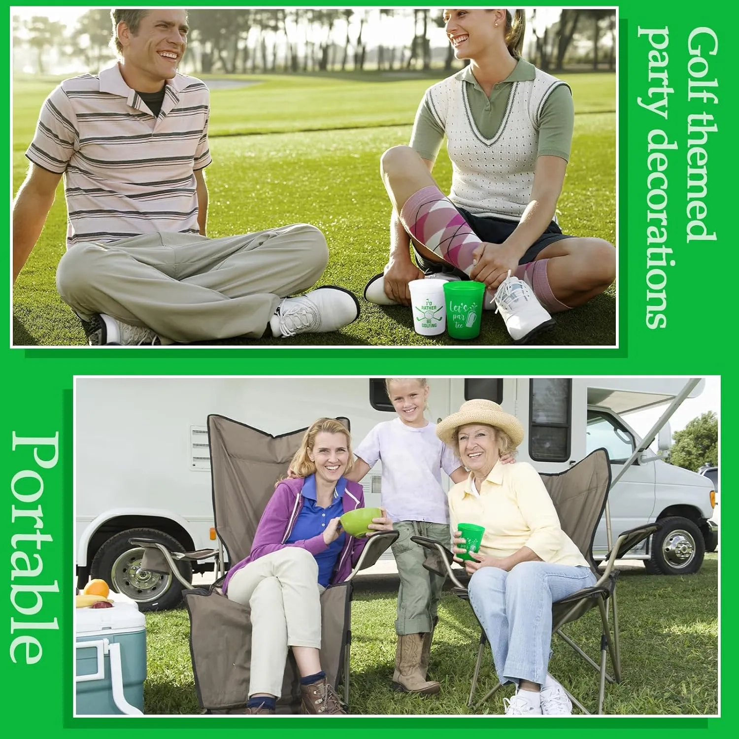 Norme 24 Pcs Golf Party Plastic Cups Bulk Golf Themed Reusable Drink Cups 16 oz Golf Ball Cart Design for Supply Favors Housewarming Decorations Events Family Dinner