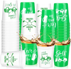 Norme 24 Pcs Golf Party Plastic Cups Bulk Golf Themed Reusable Drink Cups 16 oz Golf Ball Cart Design for Supply Favors Housewarming Decorations Events Family Dinner