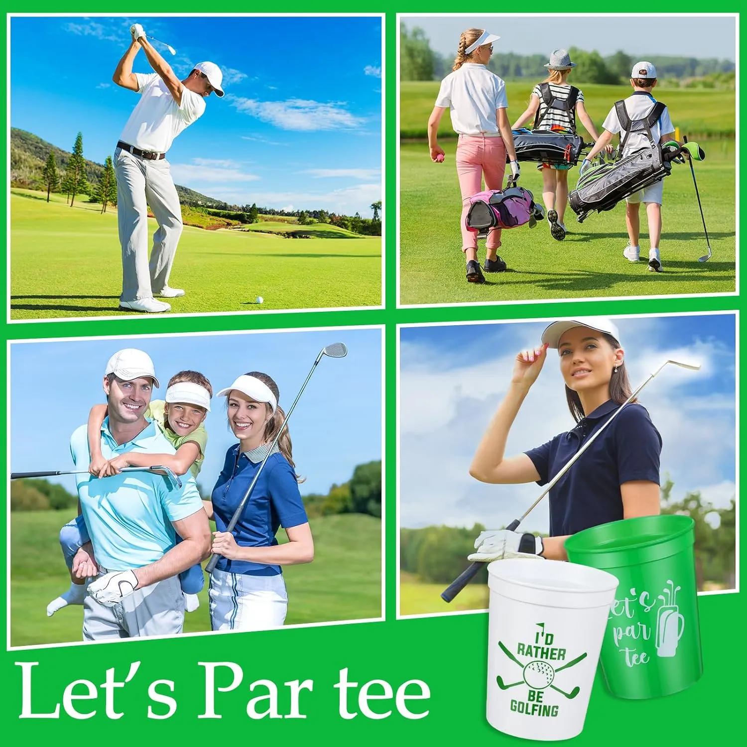 Norme 24 Pcs Golf Party Plastic Cups Bulk Golf Themed Reusable Drink Cups 16 oz Golf Ball Cart Design for Supply Favors Housewarming Decorations Events Family Dinner