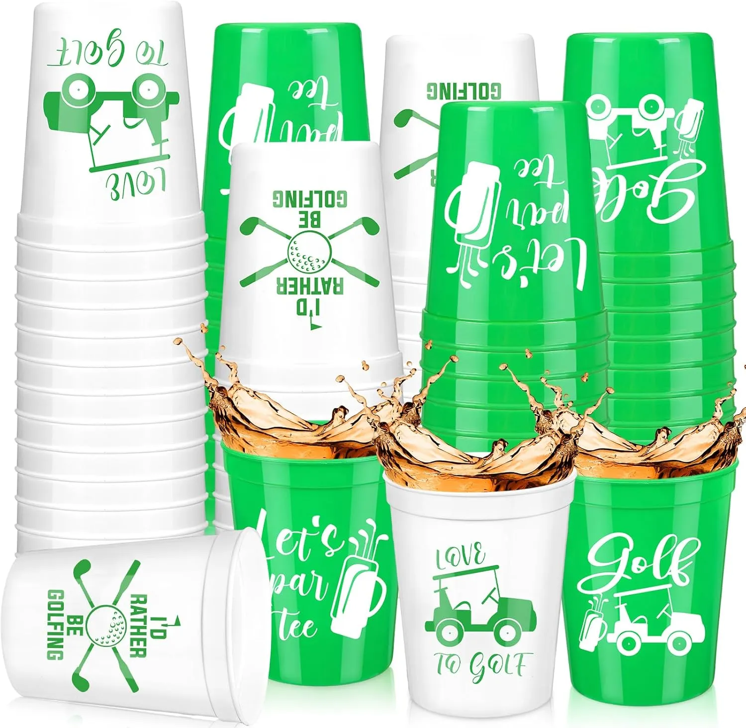 Norme 24 Pcs Golf Party Plastic Cups Bulk Golf Themed Reusable Drink Cups 16 oz Golf Ball Cart Design for Supply Favors Housewarming Decorations Events Family Dinner