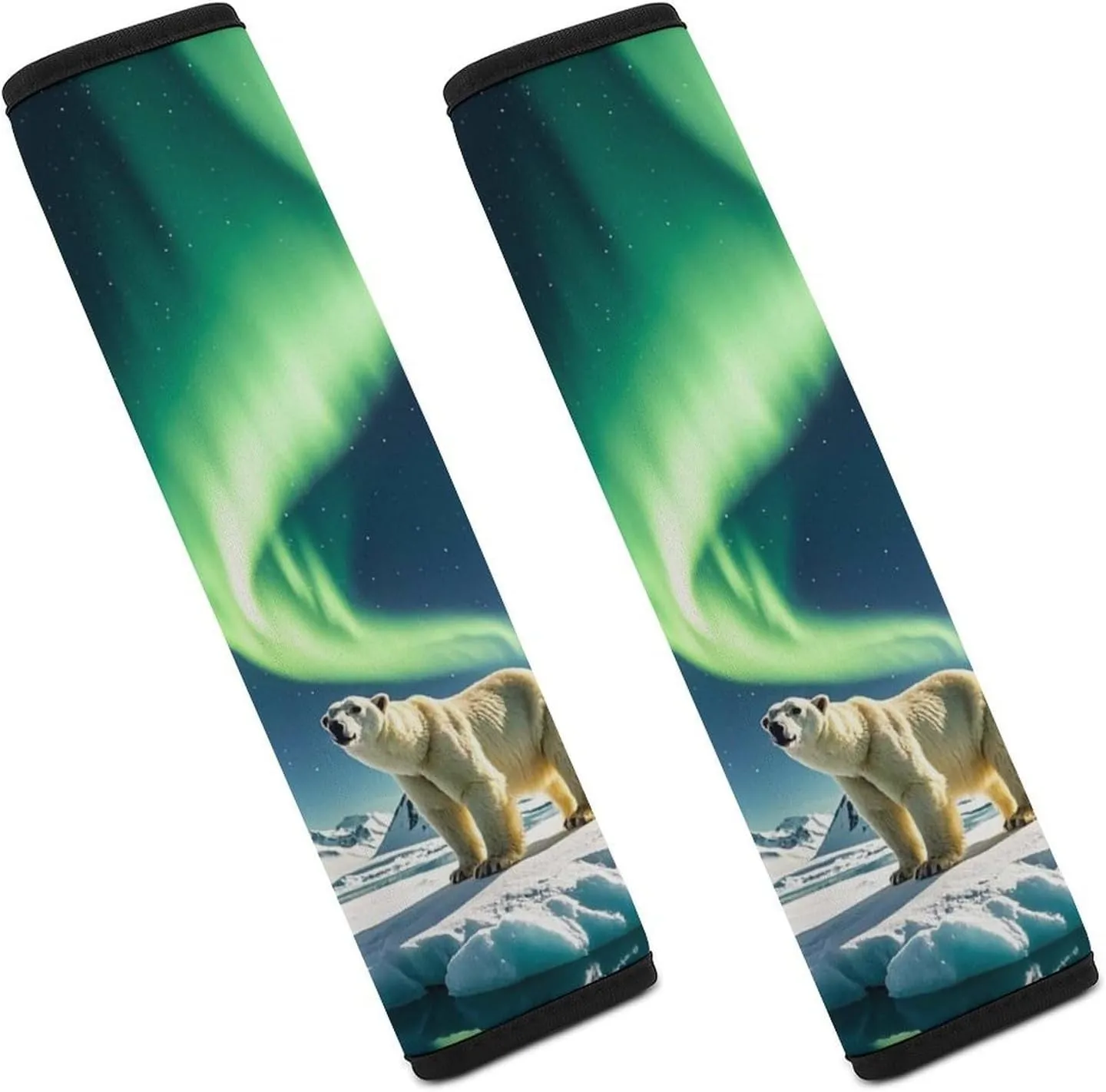 Northern Lights Polar Bear Auto Seat Belt Cover 2PCS Universal Car Seat Belt Shoulder Protector Pad, Protect Your Shoulders and Neck for Car Seat Belt, Shoulder Bag, Backpack