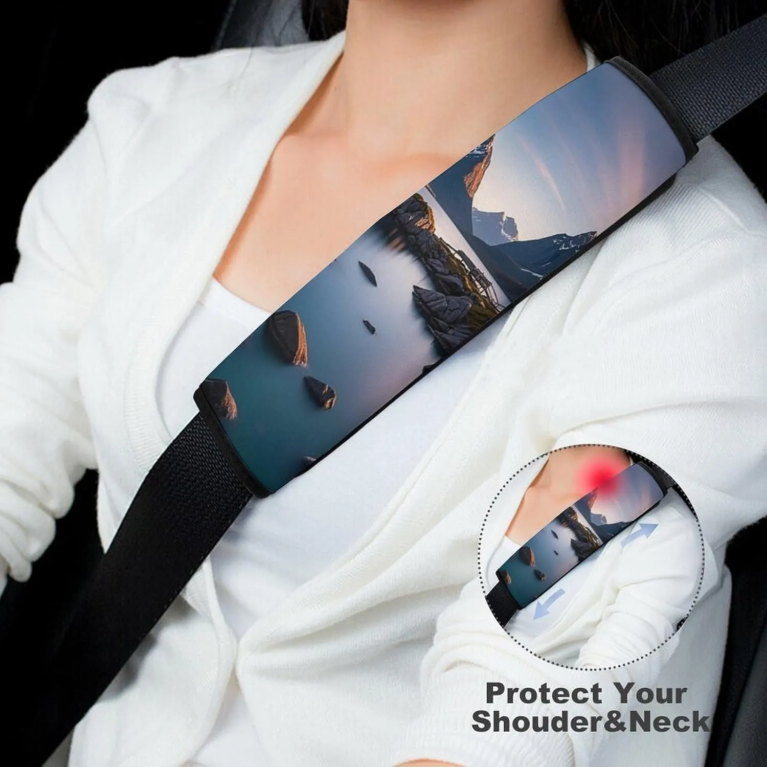 Norway Islands Auto Seat Belt Cover 2PCS Universal Car Seat Belt Shoulder Protector Pad, Protect Your Shoulders and Neck for Car Seat Belt, Shoulder Bag, Backpack