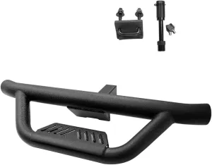 ONINE Texture Black Universal Hitch Step with Hitch Lock and Stabilizer Fit 2” Receiver Trailer Truck Towing Hitch Step Bar Rear Bumper Guard