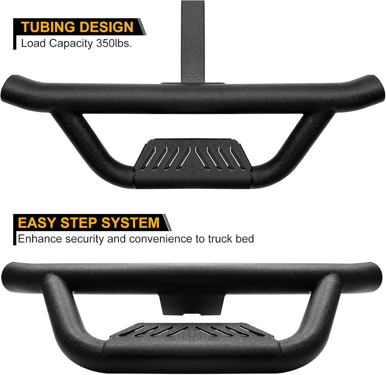 ONINE Texture Black Universal Hitch Step with Hitch Lock and Stabilizer Fit 2” Receiver Trailer Truck Towing Hitch Step Bar Rear Bumper Guard