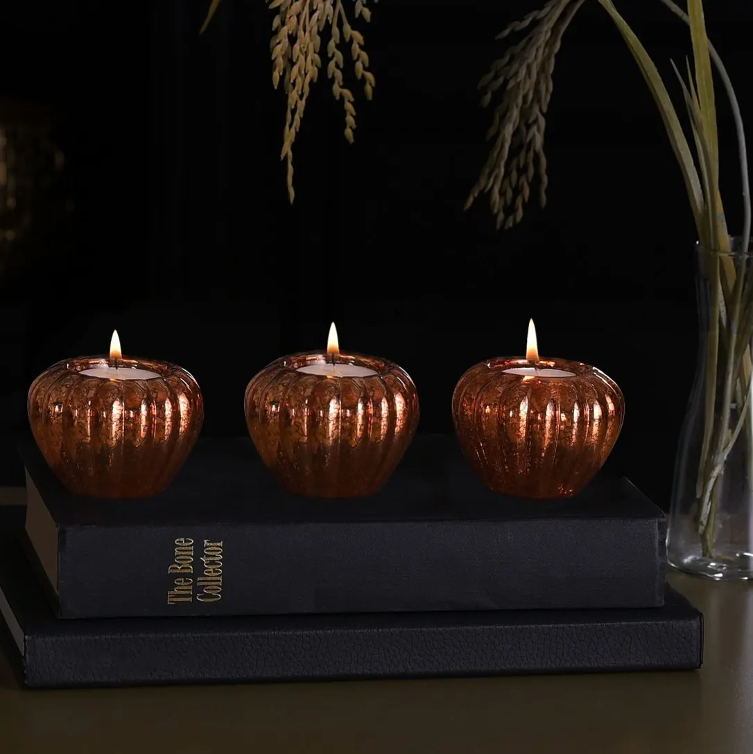 Orange Pumpkin Tealight Holders
