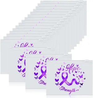 Oudain 60 Pcs Domestic Violence Awareness Makeup Bags Purple Ribbon Cosmetic Pouches Lupus Overdose Alzheimers Pancreatic Cancer Survivor Gifts for Women Travel Toiletry Bag Multi Purpose