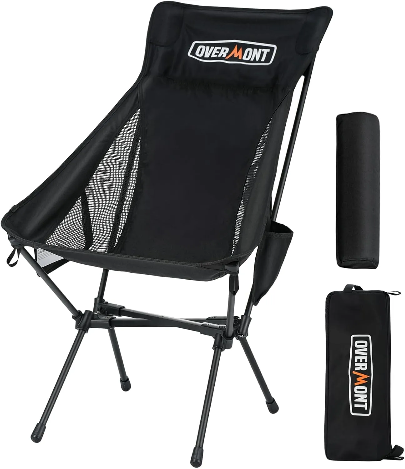 Overmont Ultralight Portable Camping Chair- Lightweight Folding Backpacking Chair, Support up to 330Lbs Compact Beach Chair for Adults with Carry Bag for Backpack Hiking Fishing Outdoor Camp Travel
