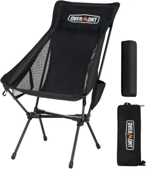 Overmont Ultralight Portable Camping Chair- Lightweight Folding Backpacking Chair, Support up to 330Lbs Compact Beach Chair for Adults with Carry Bag for Backpack Hiking Fishing Outdoor Camp Travel