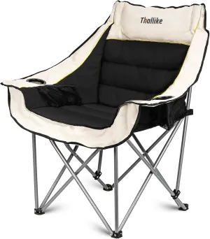 Oversized Camping Chair for Adults Outdoor Folding Chair with Cup Holders, Storage Pocket & Carry Bag Heavy Duty Padded Camp Chair for Camping, Backyard, Fishing & Sports – Supports 400lbs