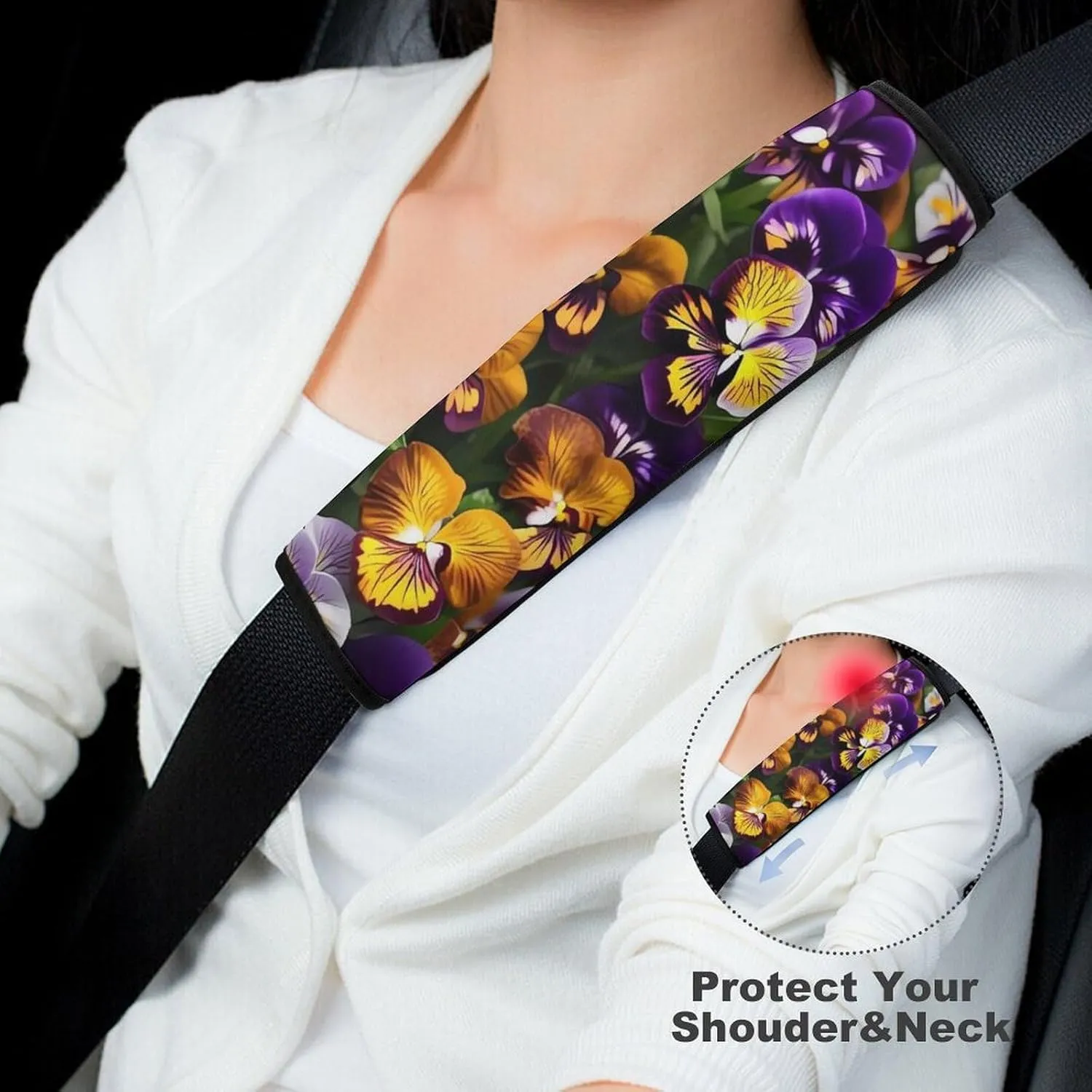 Pansy Perfection Auto Seat Belt Cover 1PCS Universal Car Seat Belt Shoulder Protector Pad, Protect Your Shoulders and Neck for Car Seat Belt, Shoulder Bag, Backpack