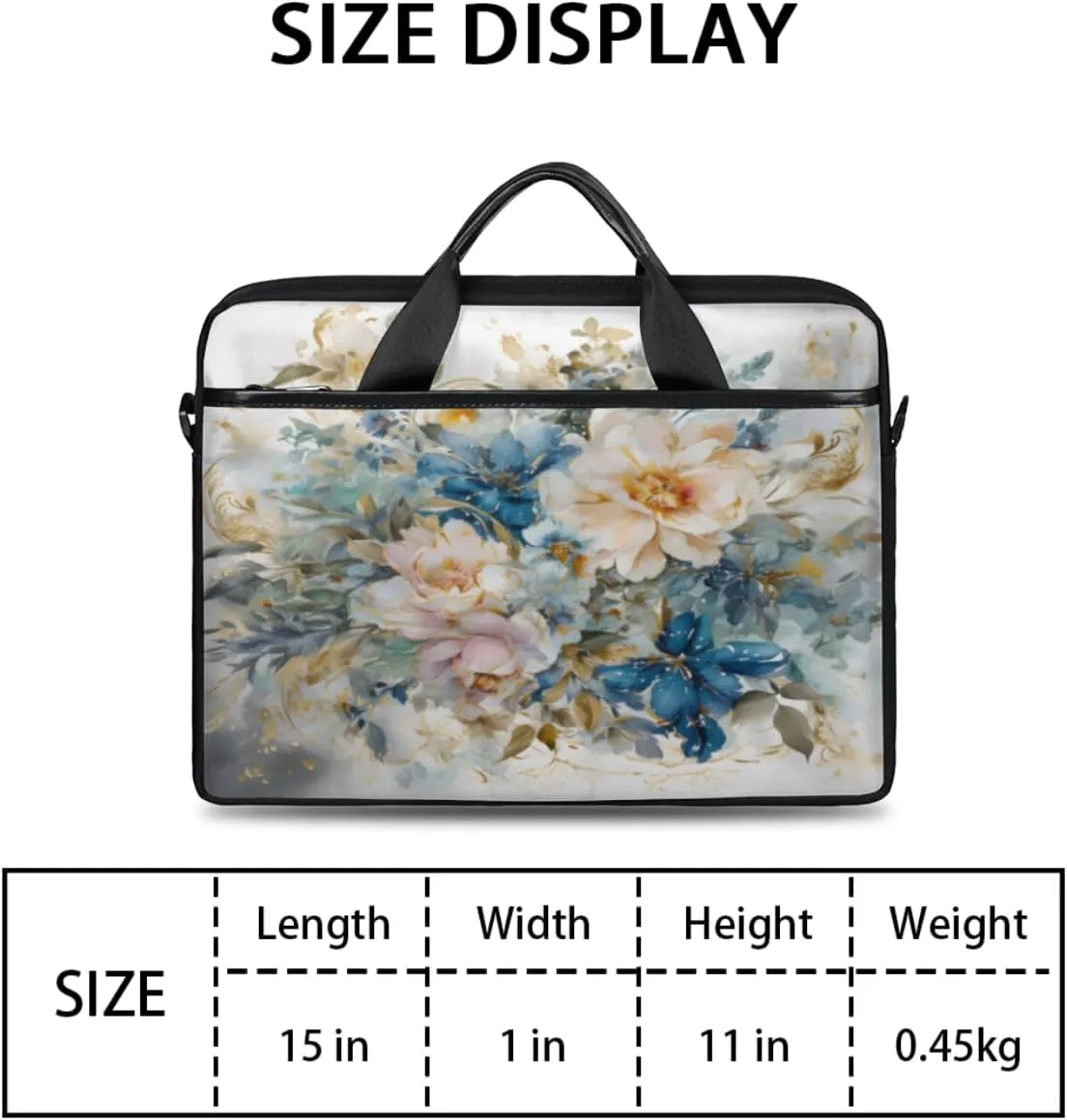 Paris Butterflys Laptop Bag for Men Women 13-15 Inch Case Bags Sleeve Shoulder with Anti Slip Removable The Pad Straps