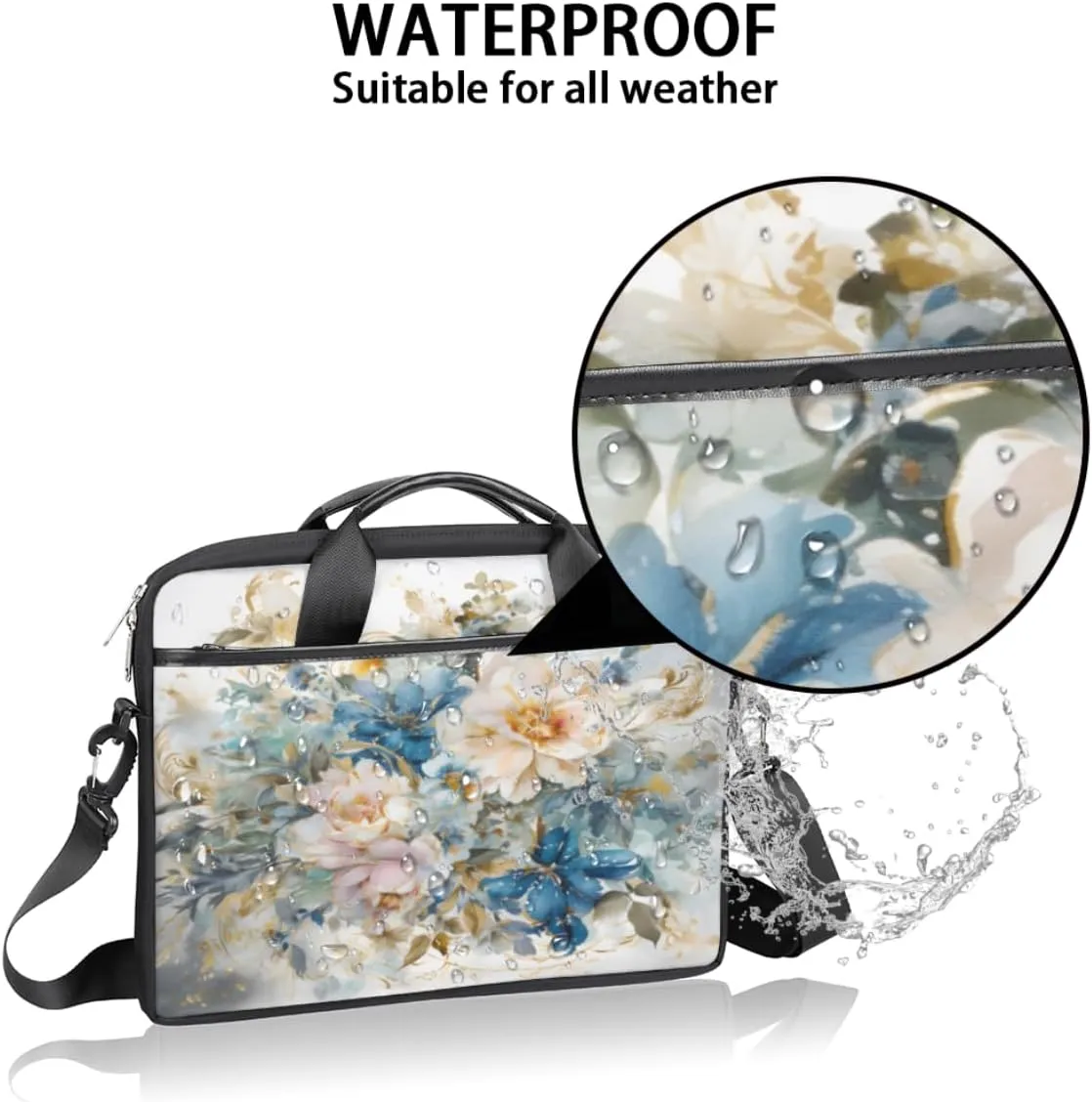 Paris Butterflys Laptop Bag for Men Women 13-15 Inch Case Bags Sleeve Shoulder with Anti Slip Removable The Pad Straps