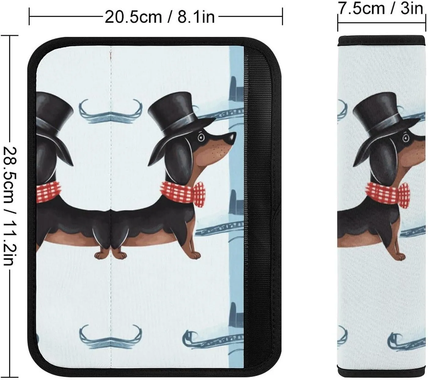 Parisian Dachshund Auto Seat Belt Cover 2PCS Universal Car Seat Belt Shoulder Protector Pad, Protect Your Shoulders and Neck for Car Seat Belt, Shoulder Bag, Backpack