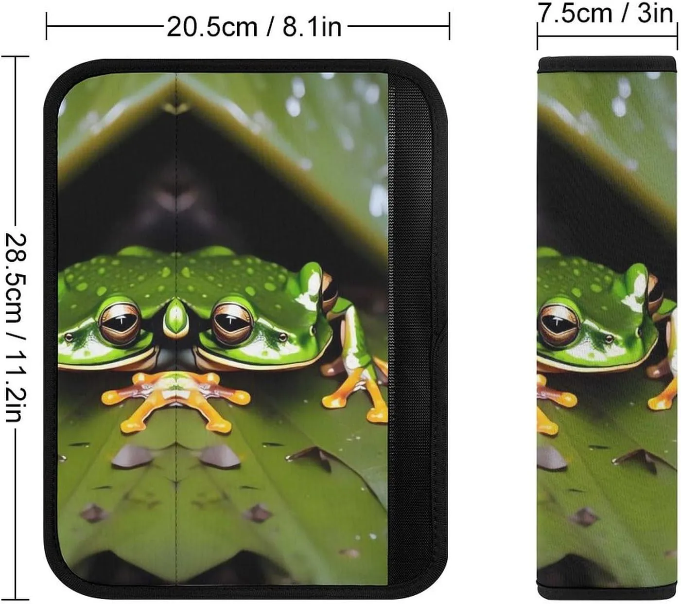 Peace Tree Frog Auto Seat Belt Cover 2PCS Universal Car Seat Belt Shoulder Protector Pad, Protect Your Shoulders and Neck for Car Seat Belt, Shoulder Bag, Backpack