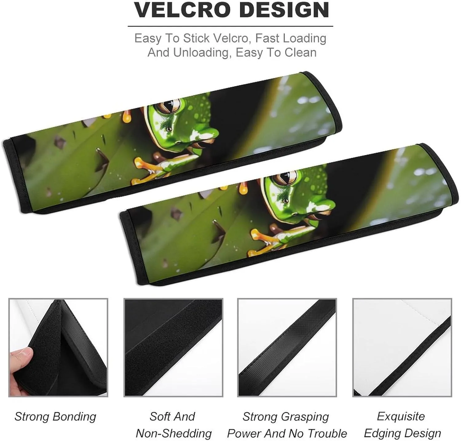 Peace Tree Frog Auto Seat Belt Cover 2PCS Universal Car Seat Belt Shoulder Protector Pad, Protect Your Shoulders and Neck for Car Seat Belt, Shoulder Bag, Backpack