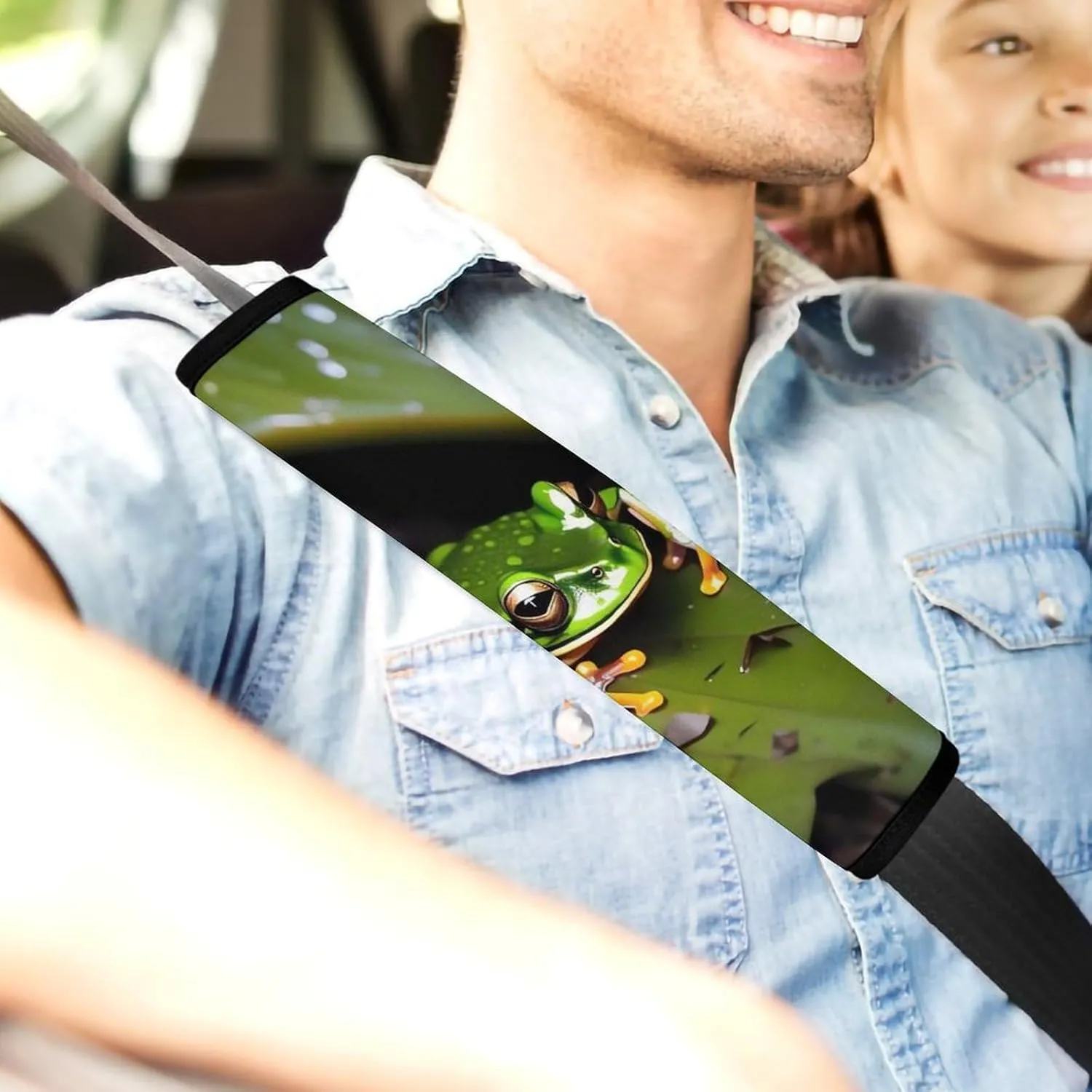 Peace Tree Frog Auto Seat Belt Cover 2PCS Universal Car Seat Belt Shoulder Protector Pad, Protect Your Shoulders and Neck for Car Seat Belt, Shoulder Bag, Backpack