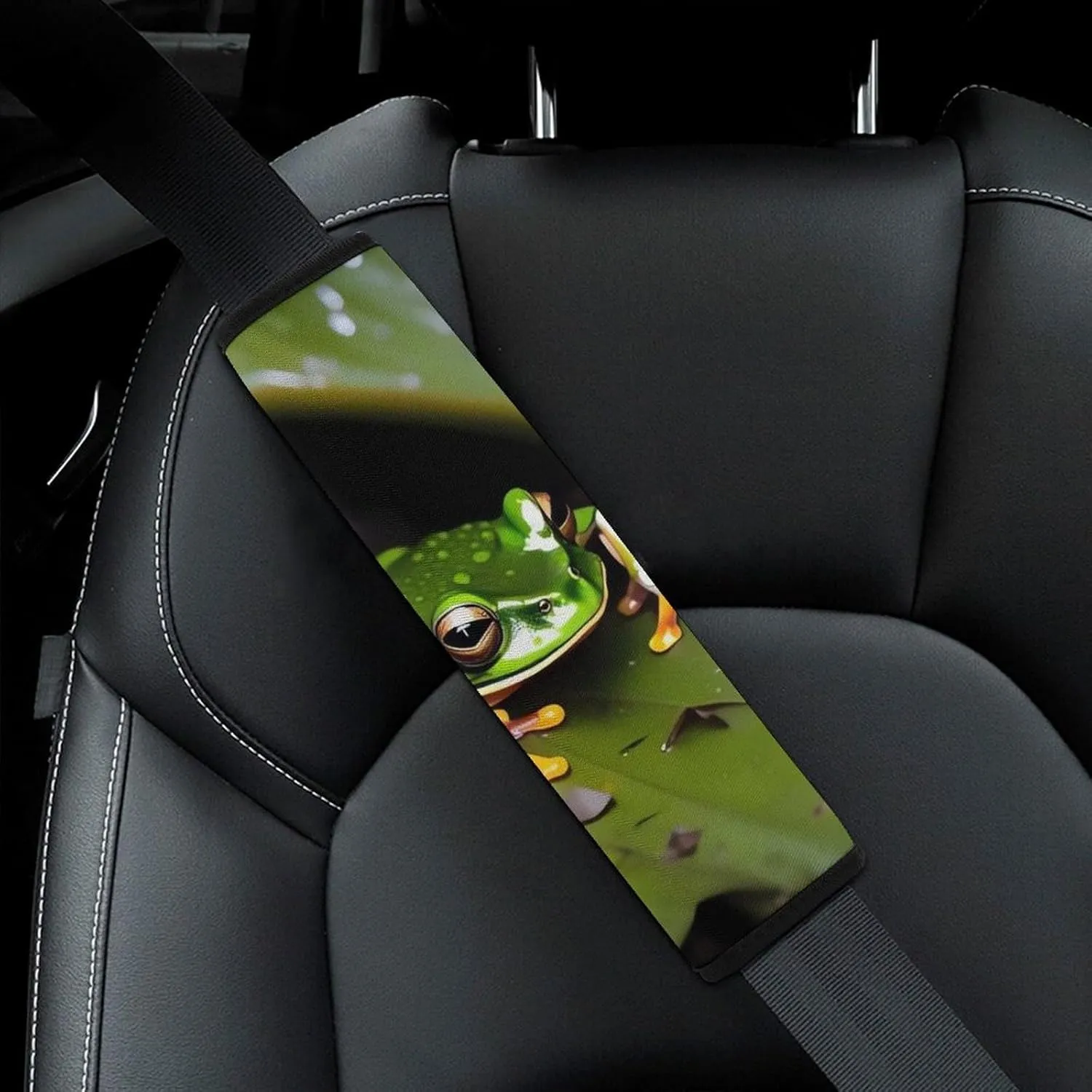 Peace Tree Frog Auto Seat Belt Cover 2PCS Universal Car Seat Belt Shoulder Protector Pad, Protect Your Shoulders and Neck for Car Seat Belt, Shoulder Bag, Backpack