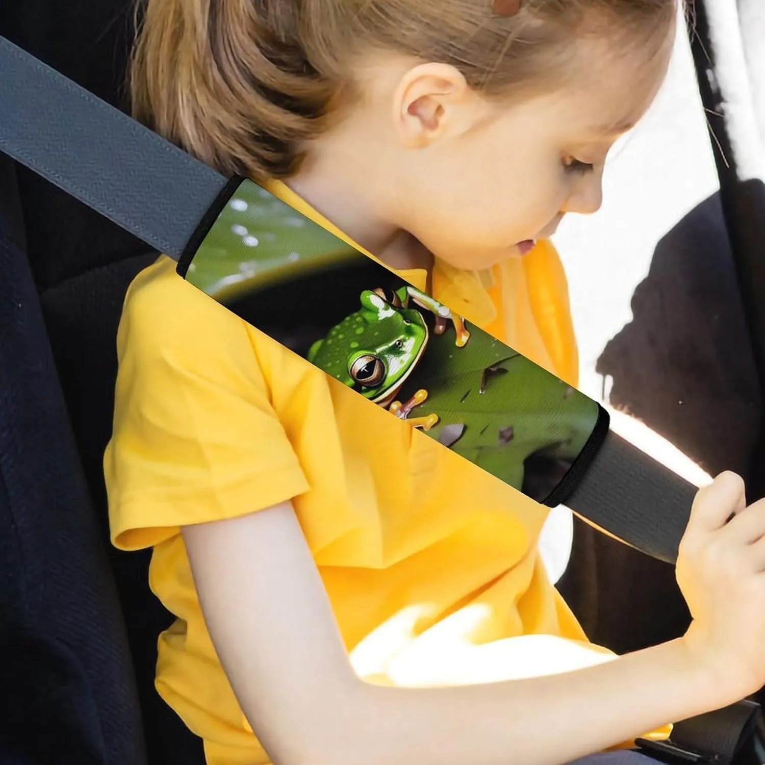 Peace Tree Frog Auto Seat Belt Cover 2PCS Universal Car Seat Belt Shoulder Protector Pad, Protect Your Shoulders and Neck for Car Seat Belt, Shoulder Bag, Backpack